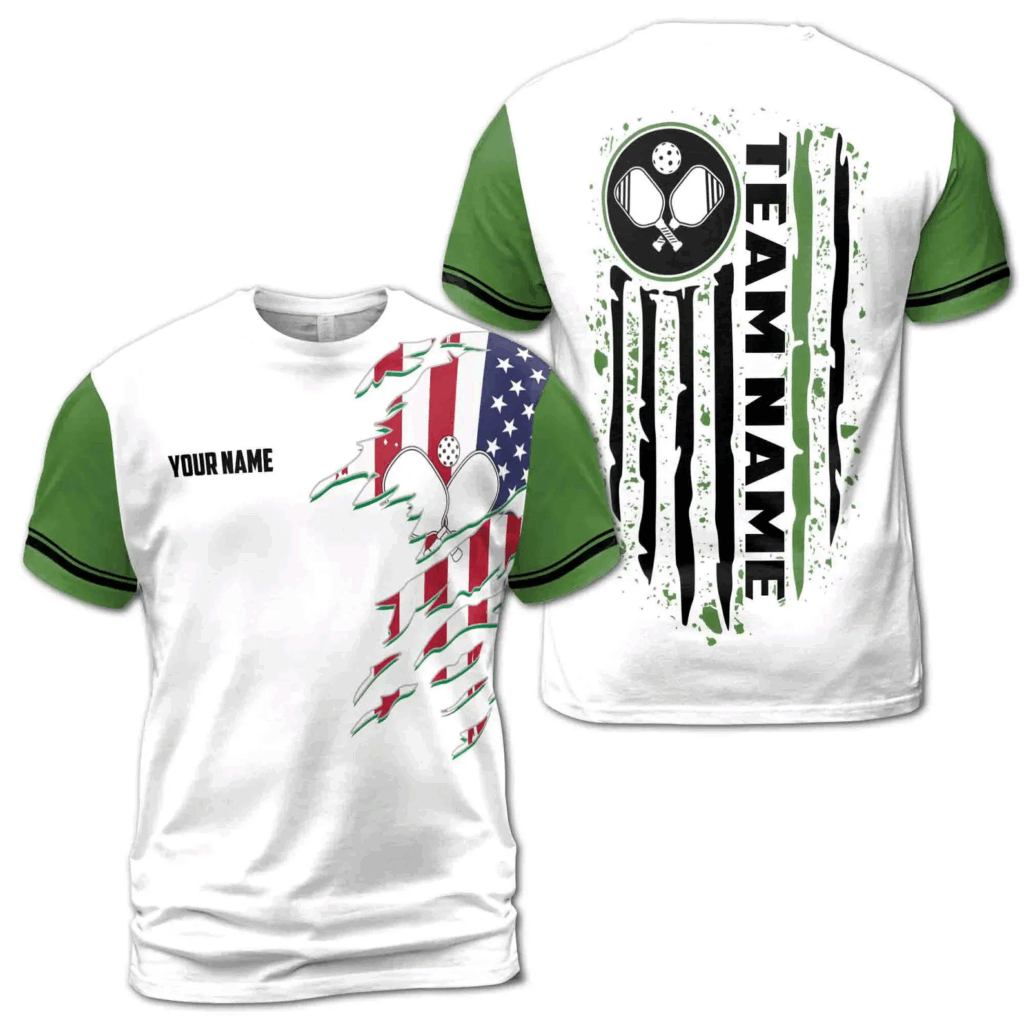 áo pickleball màu trắng xanh